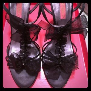 Betsey Johnson Kari Black Satin Sandals
